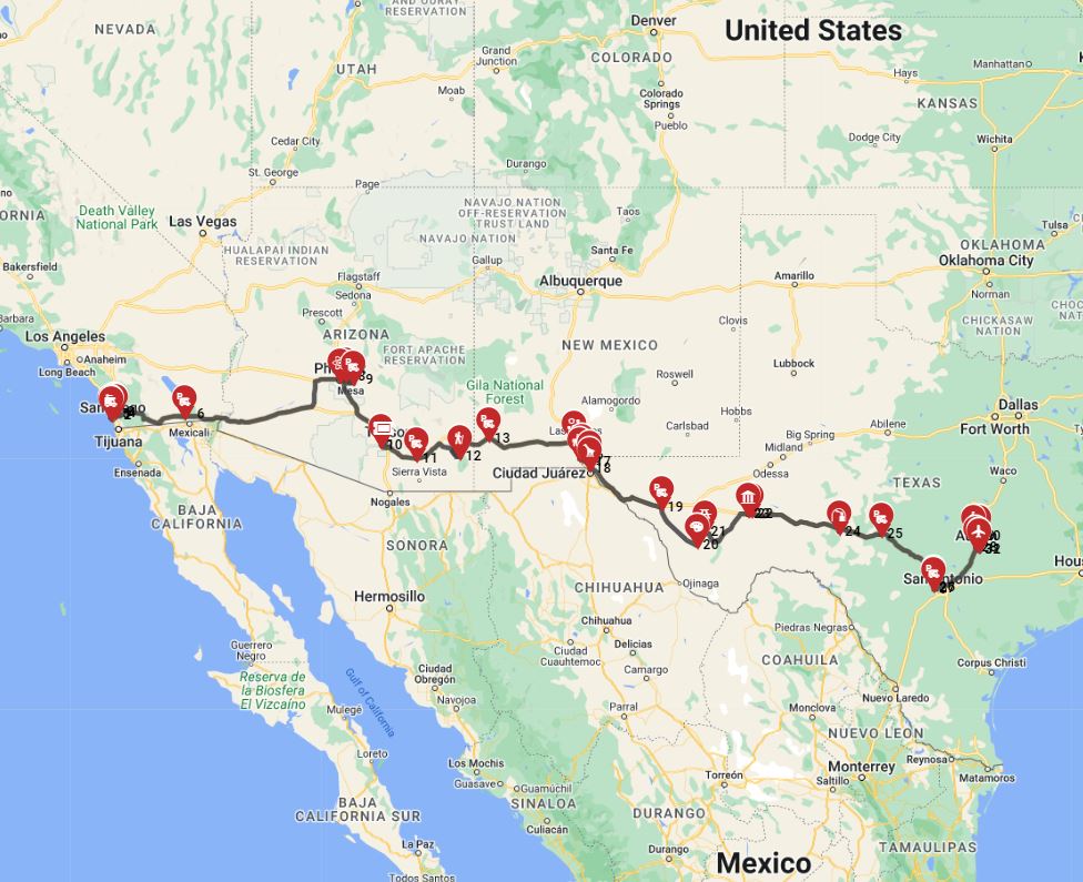 San Diego to Austin motorhome route planner
